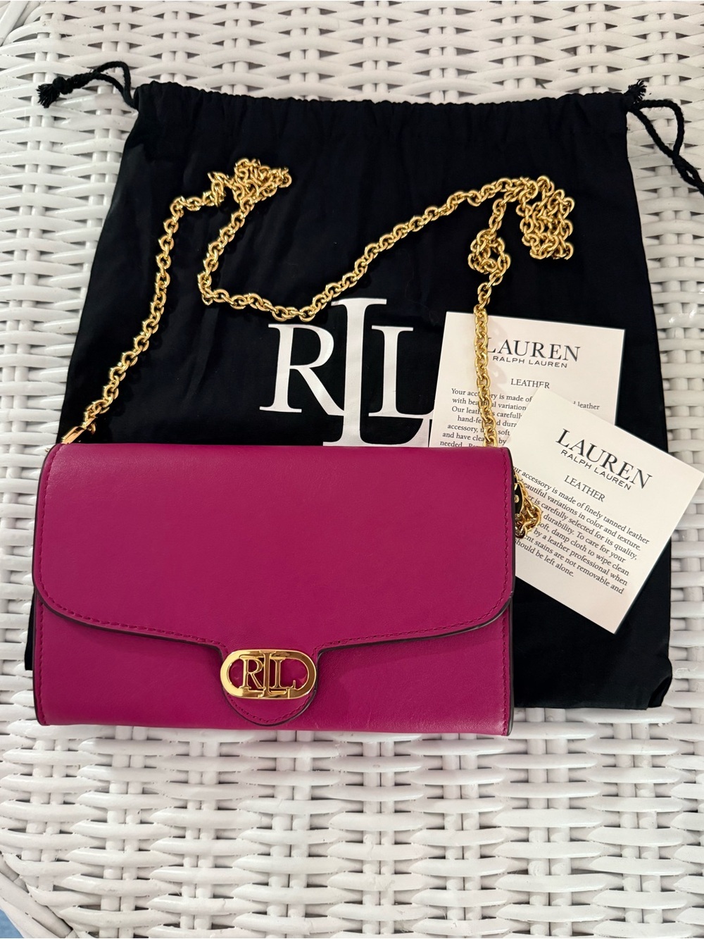 Lauren Ralph Lauren Leather Pink Adair Crossbody Bag